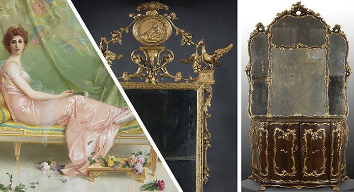 Paintings, gilt mirror detail and antique furniture selected by Phidias Antiques