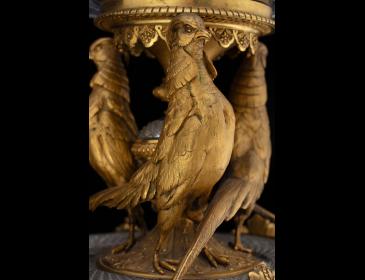 Centrotavola in cristallo e bronzo dorato