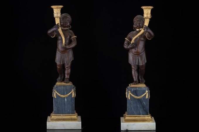 Coppia di mori reggi candela