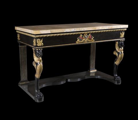 Lacquer and gold console table from the early 19th century