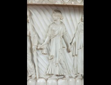 Pair of large white statuary marble vases