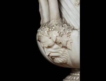 Pair of large white statuary marble vases