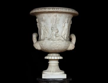 Pair of large white statuary marble vases