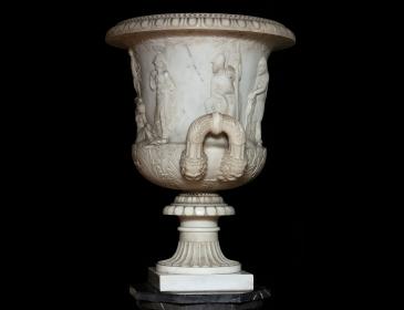 Pair of large white statuary marble vases
