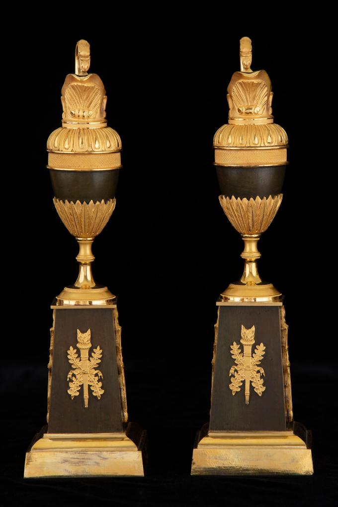 Coppia di versatoi francesi in bronzo dorato - XVIII secolo
