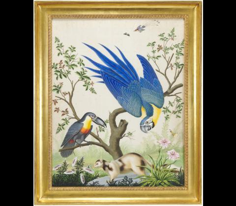 An Italian painting on silk panel, attributed to Carlo Antonio Raineri (1765-1826) and Vittorio Raineri (1797-1869), circa 1825