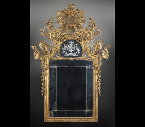 Large Louis XV pier glass, Parma, attributed to Antonio Vernieri