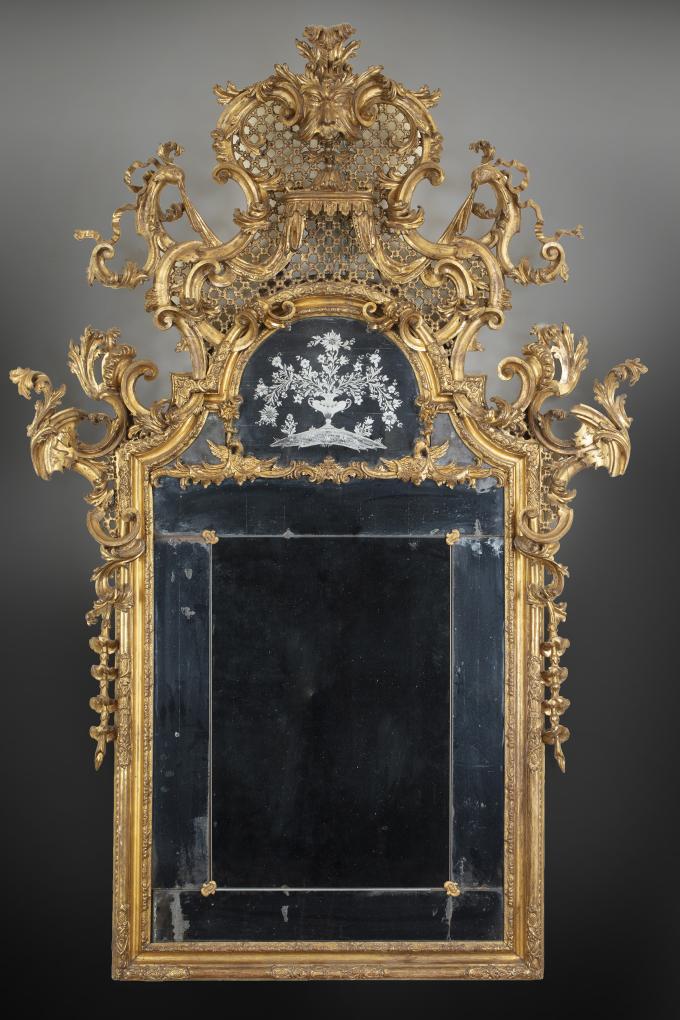 Large Louis XV pier glass, Parma, attributed to Antonio Vernieri