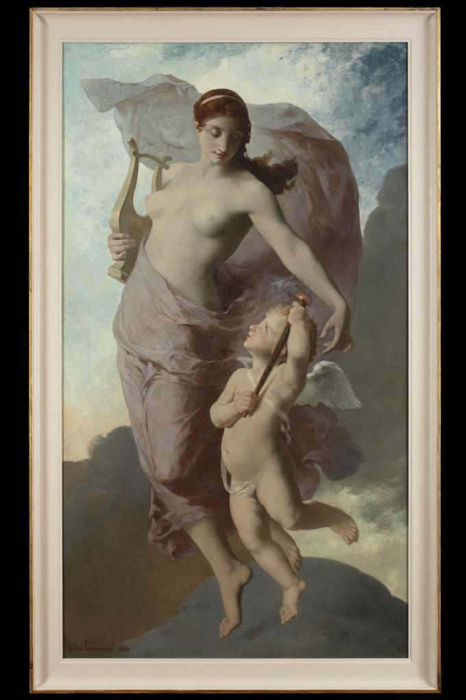 Large oil painting on canvas by the French artist Hélène Luminais (1841–1911)
