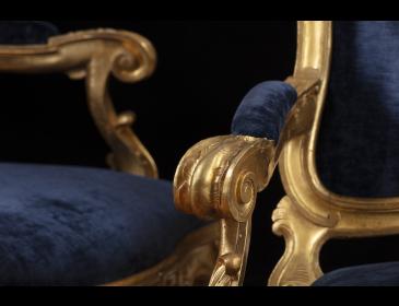 Set of four Roman Louis XV armchairs 